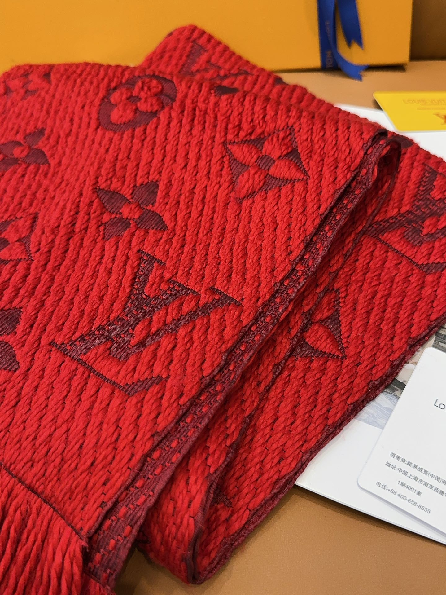 LV Autumn and Winter Wool Scarves Red